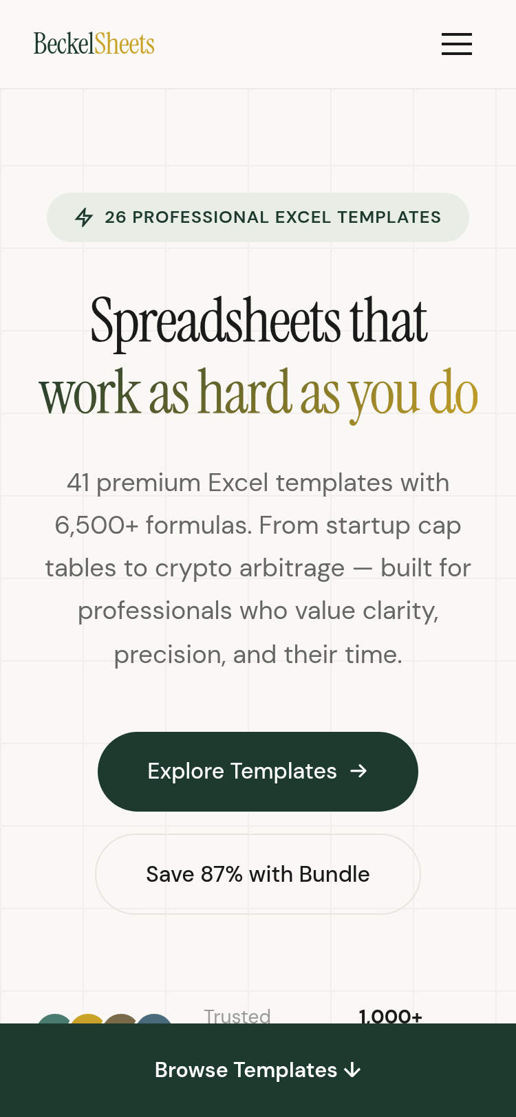 Beckel Spreadsheets mobile preview